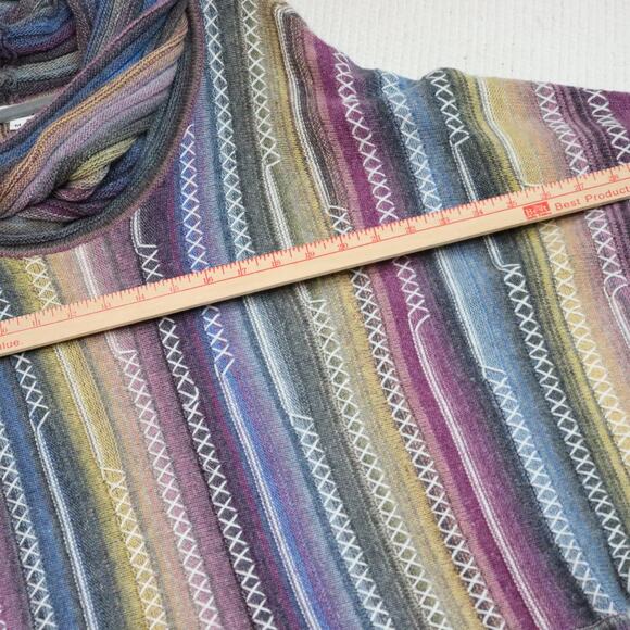 Paris Hues Multicolor Knit Poncho Sweater Women’s Size M Cowl Neck Boho Stripe - Picture 5 of 7